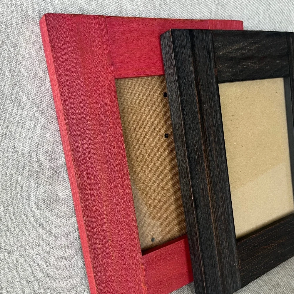 Pottery Barn Red and Dark Brown Wood Picture Frames (Set of 2)